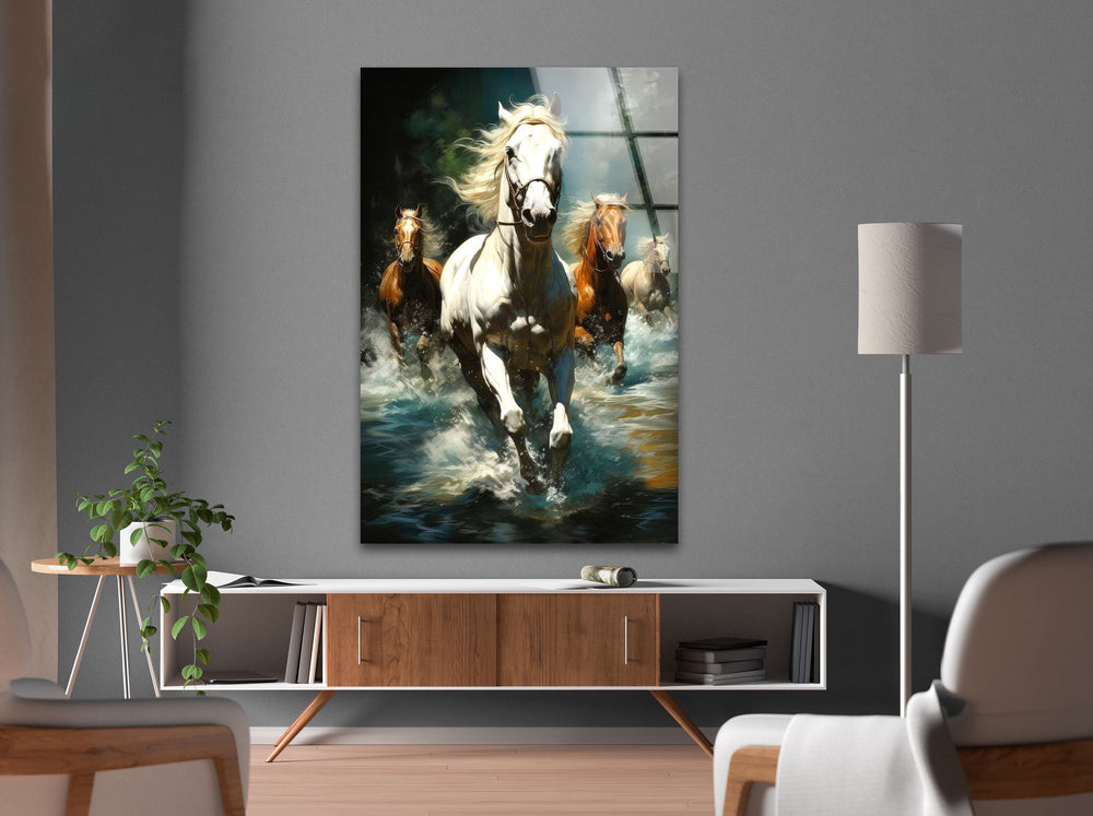 Horses Running Glass Wall Art large glass photo prints, glass wall photos