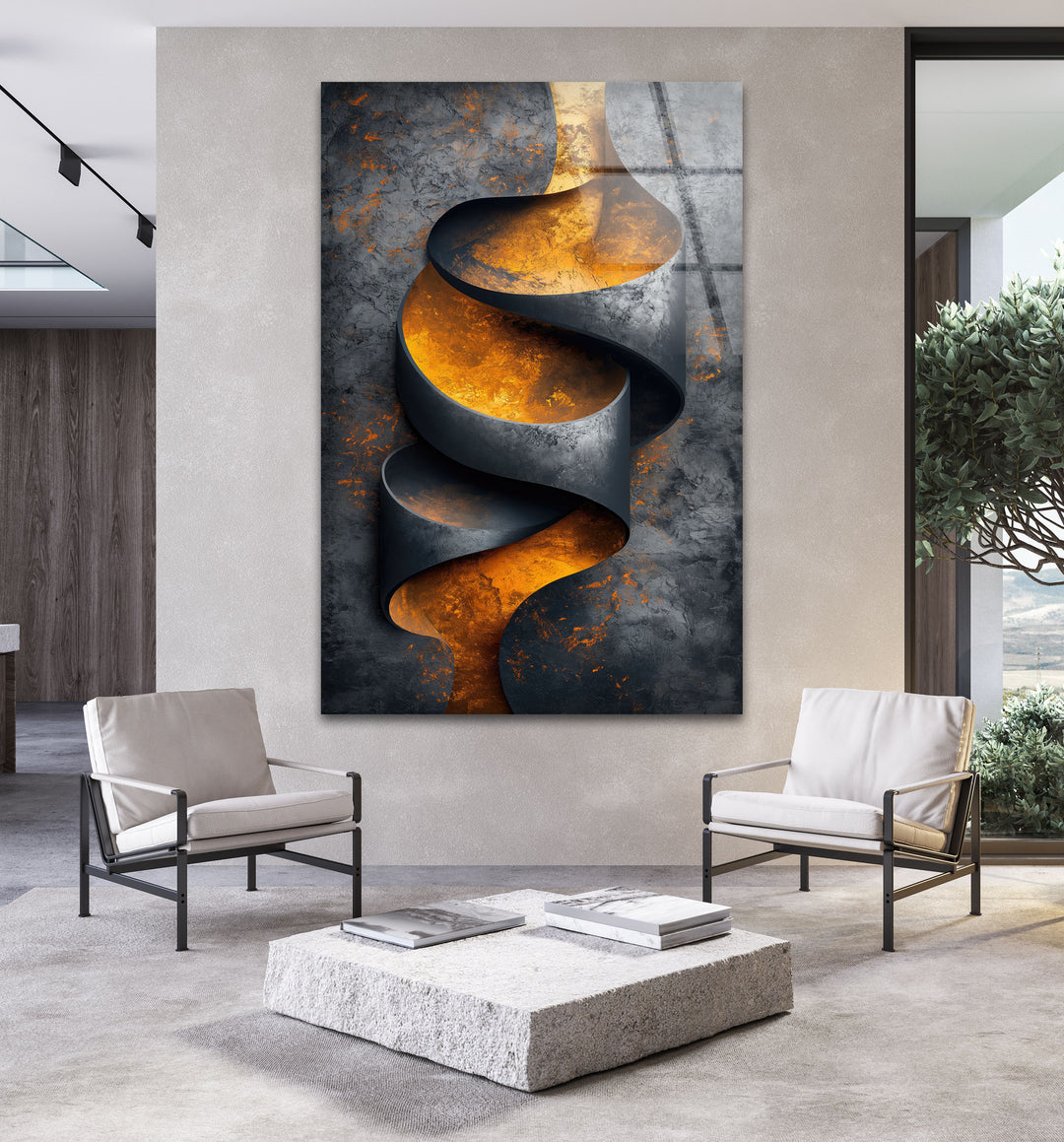 Black and gold abstract Design Tempered glass wall art