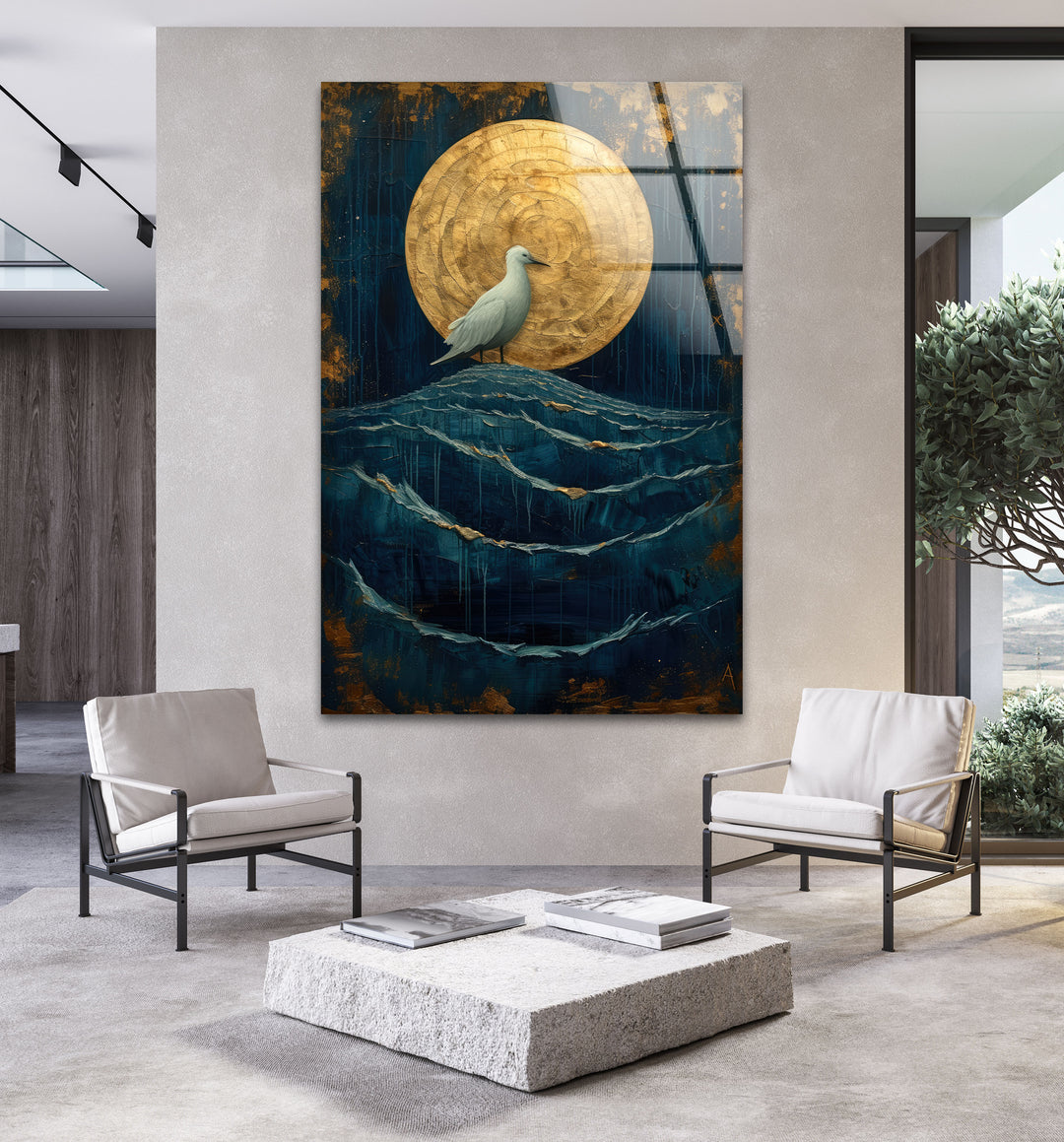 White Bird In The Moonlight Cool Glass Art & Wall Art