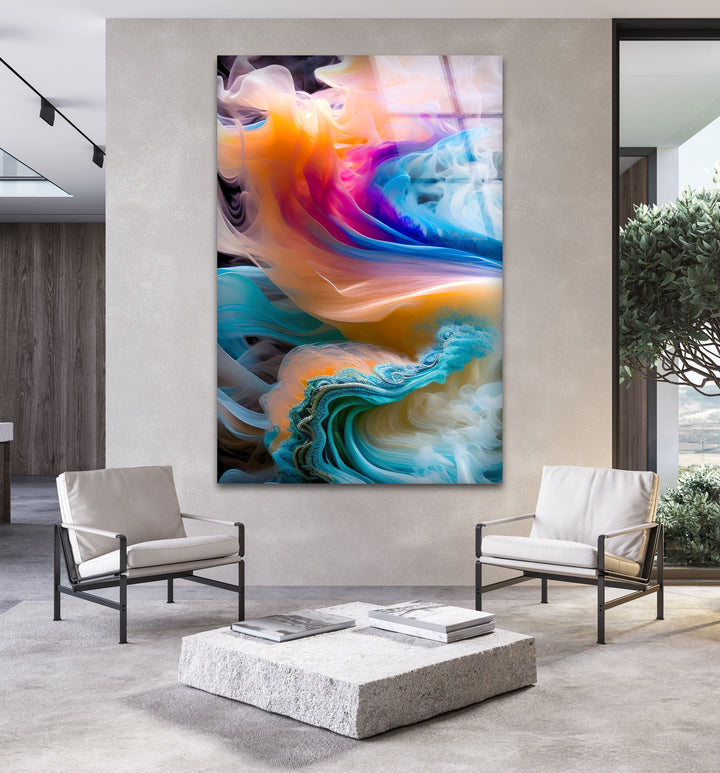 Rainbow Coloured Smoke Glass Wall Art, Glass Printing Wall Art, Print photos on glass