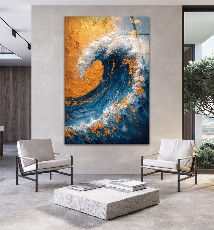 Ocean Wave Painting Glass Wall Art glass photo prints, glass picture prints