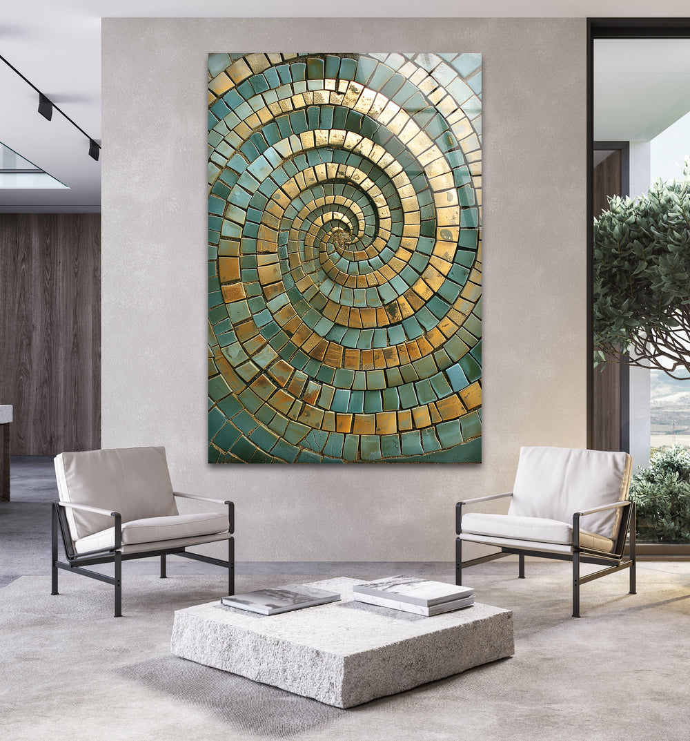 Golden Spiral Design Mosaic Tempered Glass Wall Art - MyPhotoStation