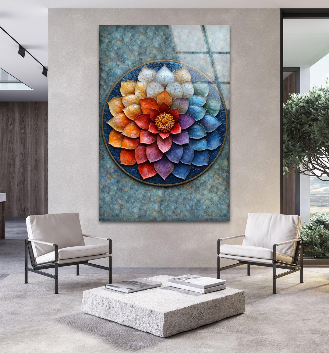 Colorful Floral Glass Wall Art, glass pictures for Wall, glass prints wall art