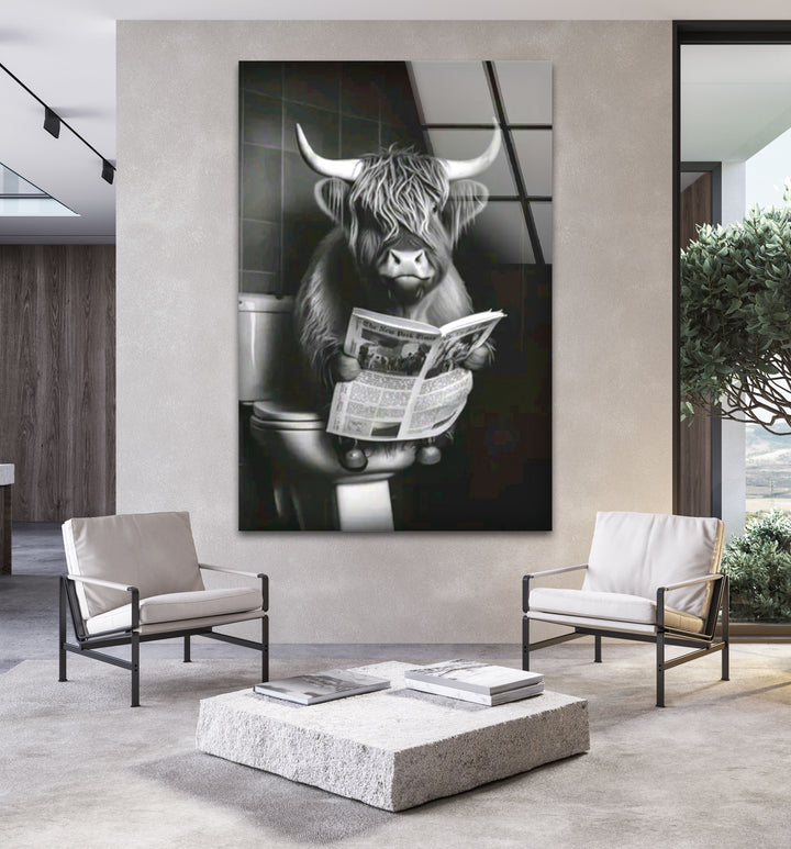 Reading Cow Glass Wall Art custom glass photo prints, large glass prints