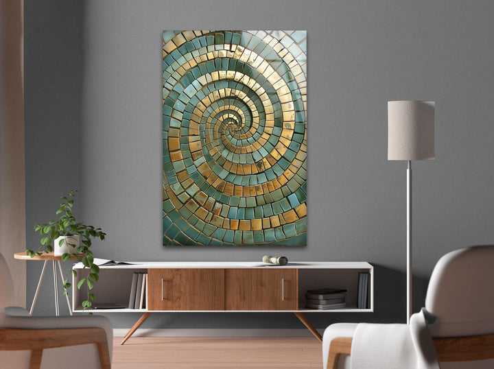 Golden Spiral Design Mosaic Tempered Glass Wall Art - MyPhotoStation