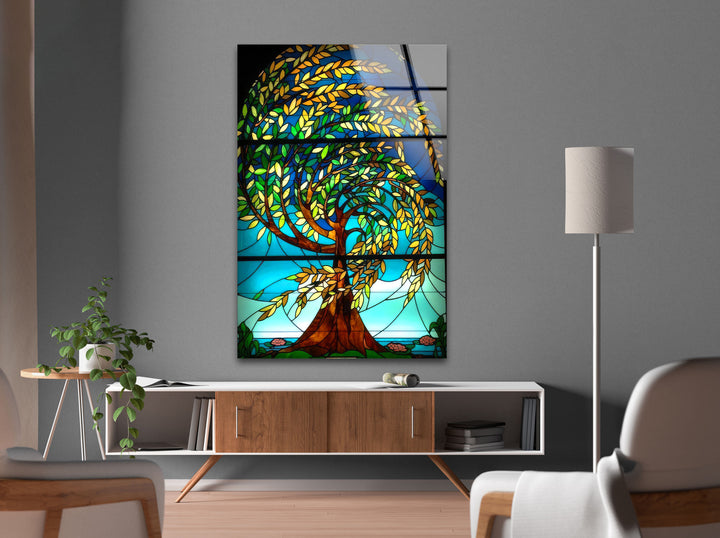 Tree of Life Stained Glass Wall Art picture on glass wall art, photos printed on glass