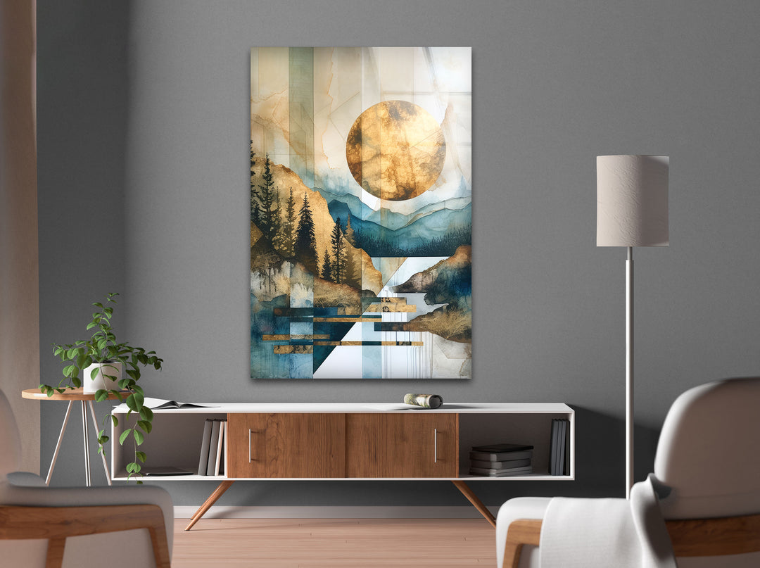 Forest Landscape Painting Art Glass Wall Art  picture on glass wall art, photos printed on glass