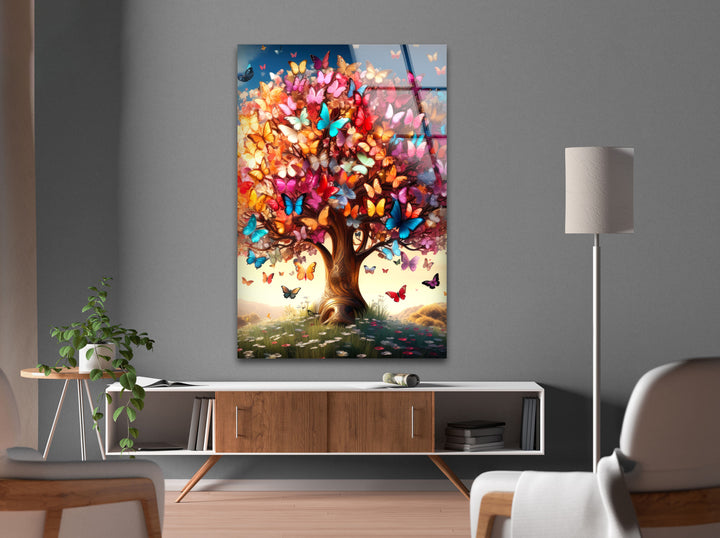 Butterfly Tree Glass Wall Art glass image printing, glass prints from photos