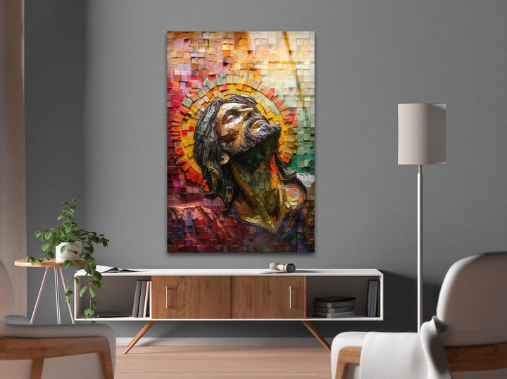 Jesus Mosaic Portrait Wall Art on Glass