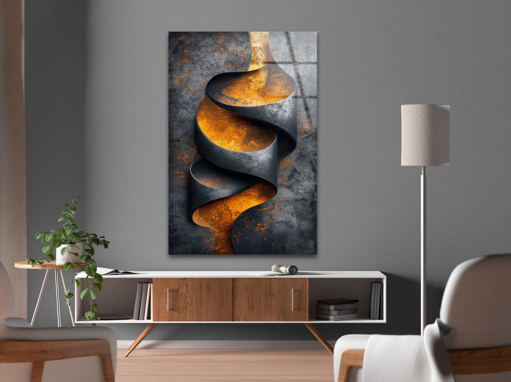 Metal with Copper modern Glass Wall Art