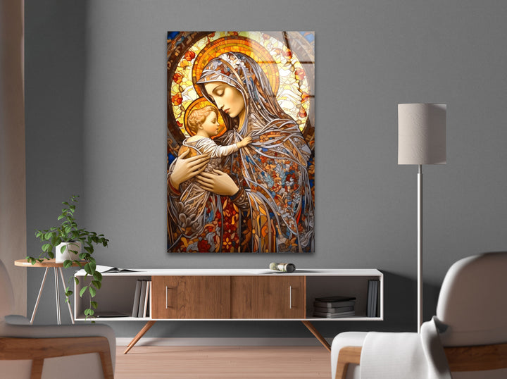 Jesus and Virgin Mary Tempered Glass Wall Art - MyPhotoStation