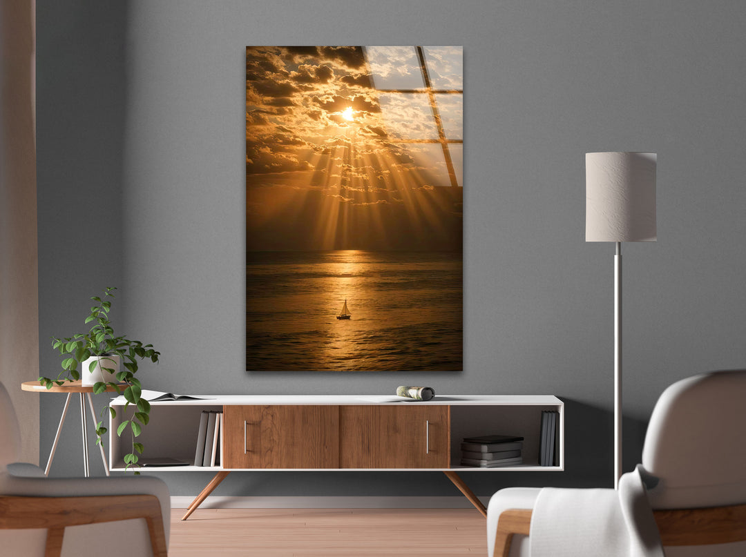 Sunrise Over The Sea Glass Wall Art glass pictures for Wall, glass prints wall art