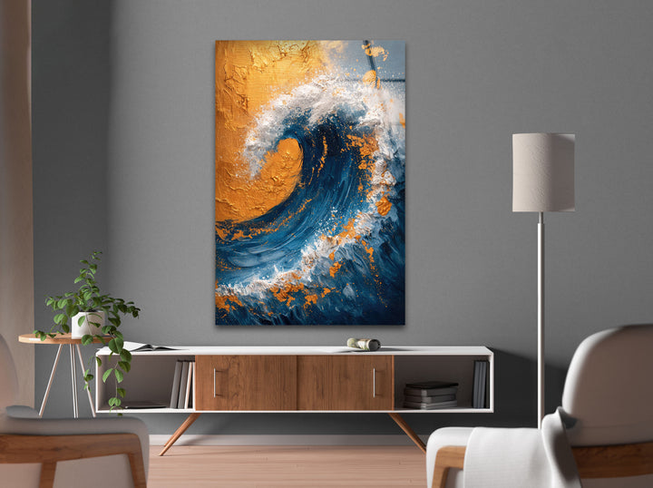 Ocean Wave Painting Glass Wall Art photo print on glass, prints on glass wall art