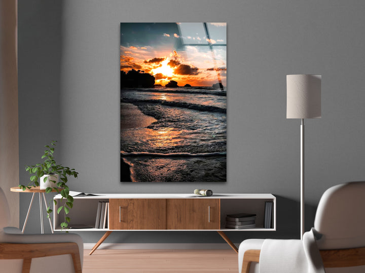 Seashore Sunset Glass Wall Art picture on glass wall art, photos printed on glass