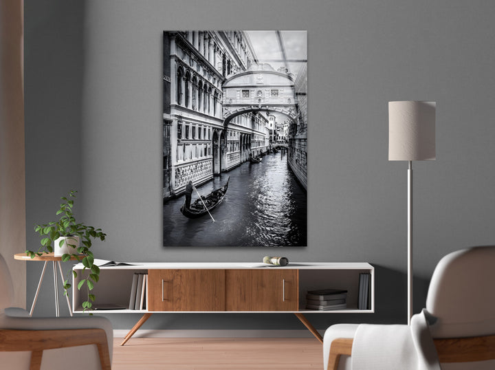 Venice Gondola Ride – Black & White Bridge of Sighs Wall Art