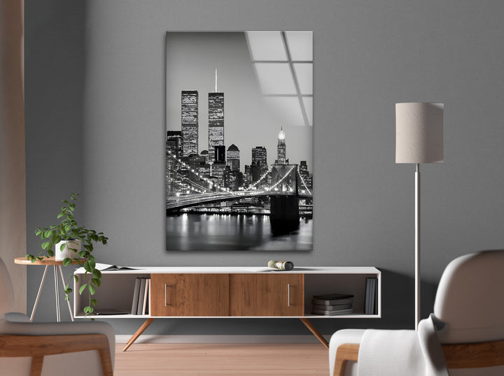 Brooklyn Bridge & Manhattan Skyline – Black & White Cityscape Wall Art