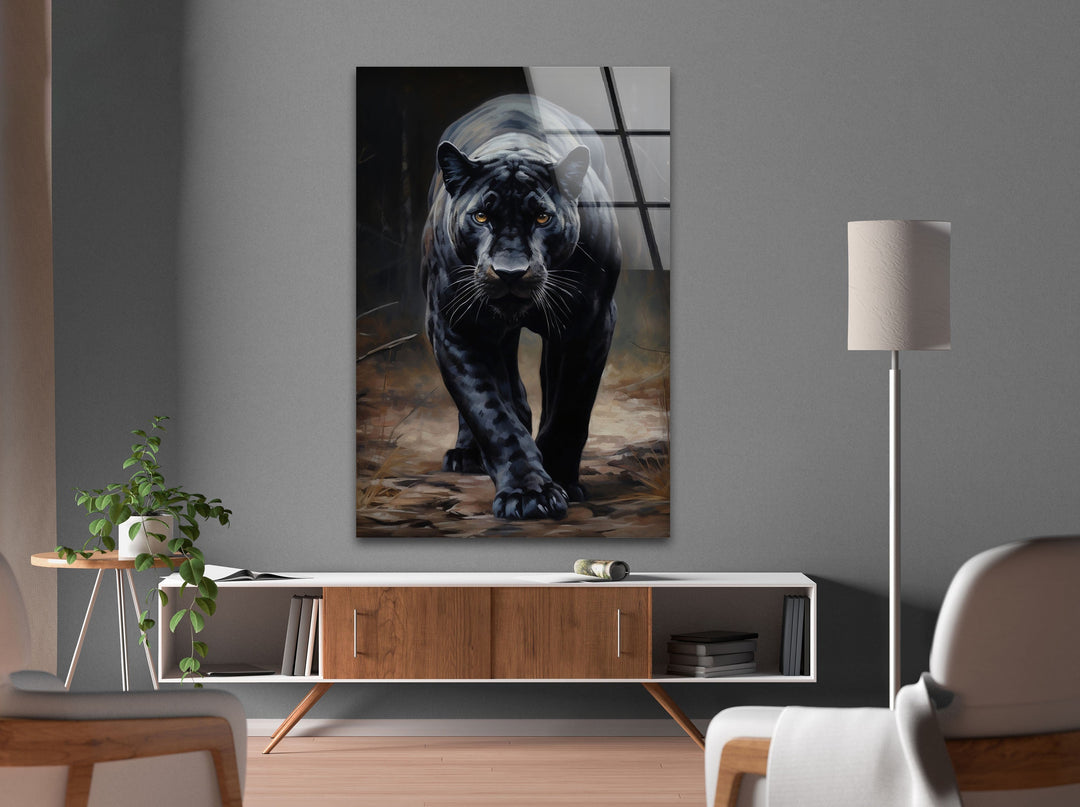 Black Puma Glass Wall Art glass image printing, glass prints from photos
