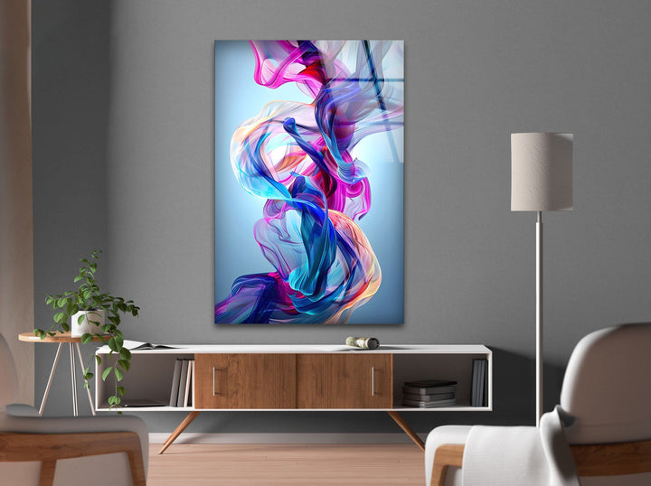 Colored Pink and Blue Fractal Glass Wall Art picture on glass wall art, photos printed on glass
