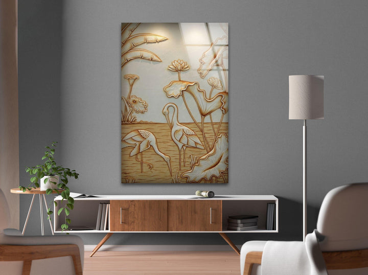 Stork Paint Glass Wall Art print picture on glass, Tempered Glass Wall Art
