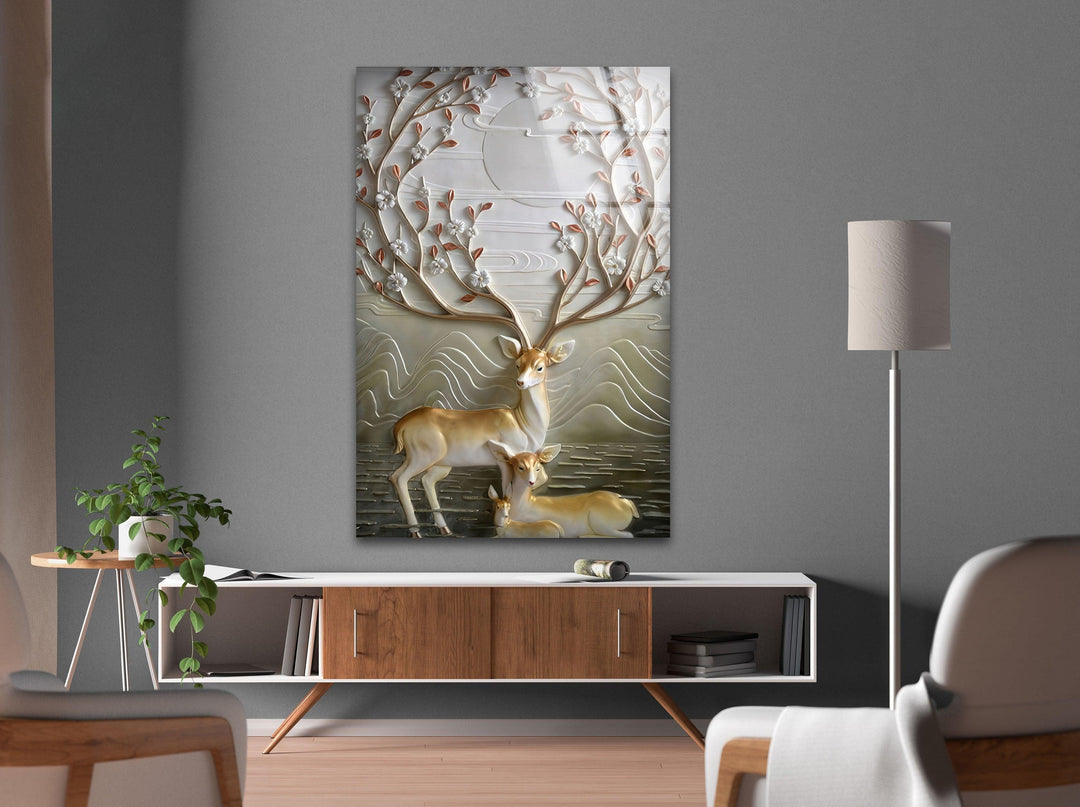 Deer Family Glass Wall Art glass image printing, glass prints from photos
