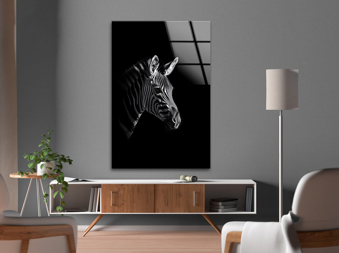 Black and White Zebra: Stunning Animal Art on Glass Wall
