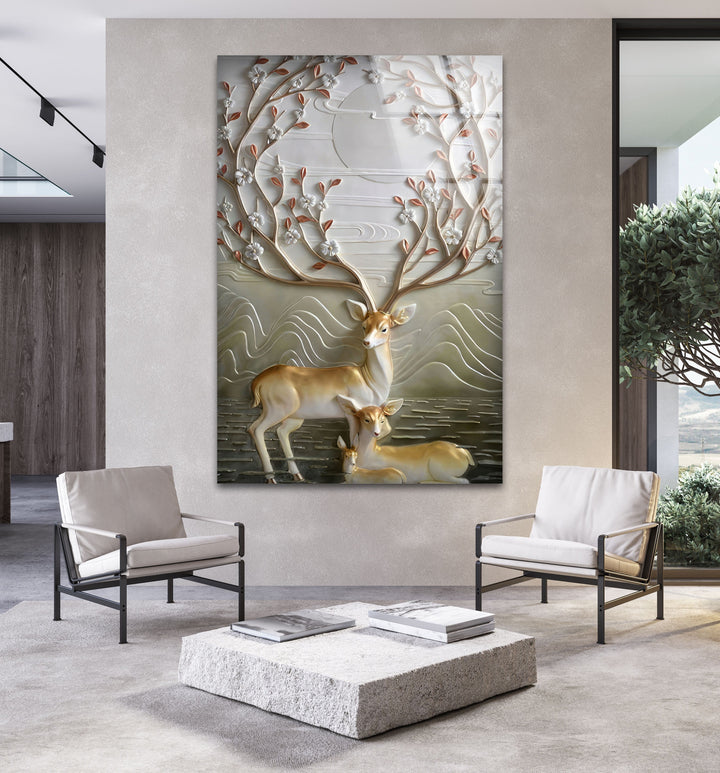 Deer Family Glass Wall Art glass pictures for Wall, glass prints wall art
