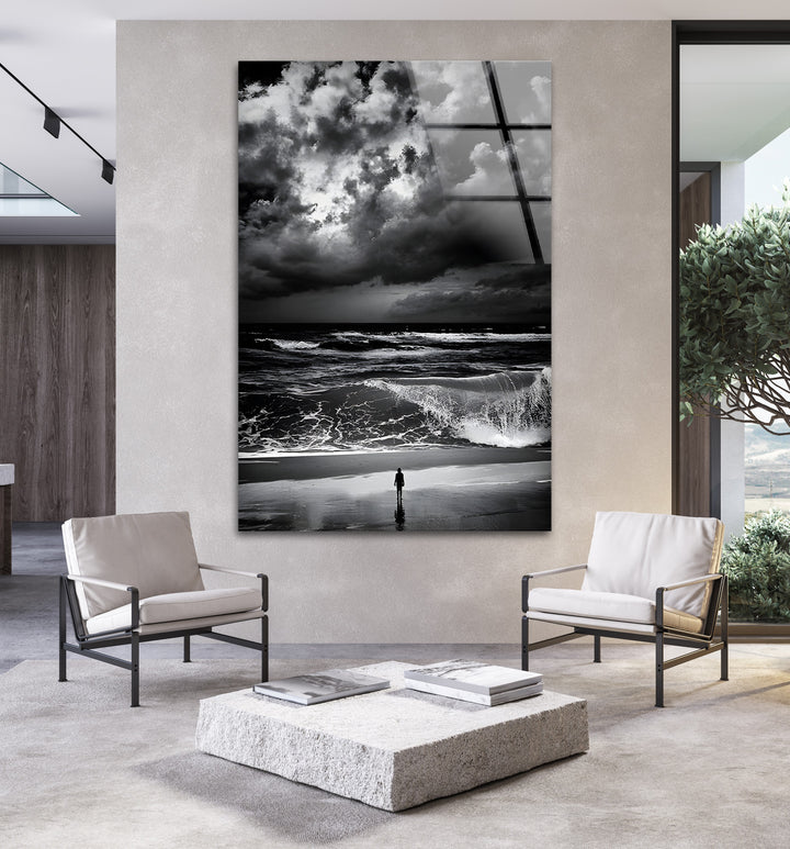 A bold and artistic black and white abstract art piece that highlights the grandeur of nature.

