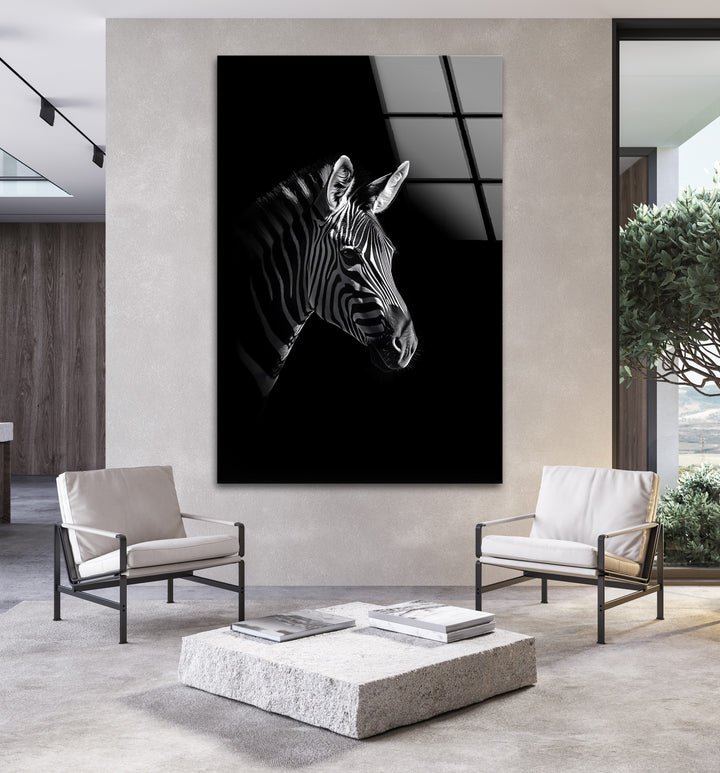 Zebra Beauty: Elegant Black and White Glass Wall Art
