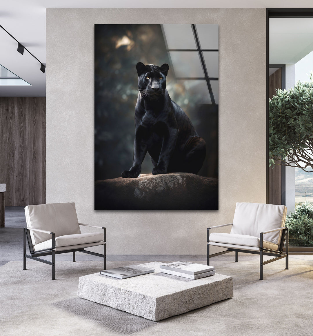 Black Puma Cool Glass Wall Art glass photo prints, glass picture prints
