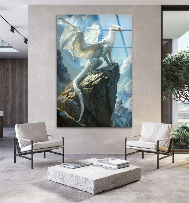 Breathtaking Celestial White Dragon artwork, where myth meets nature, perfect for any space that needs a touch of wonder.
