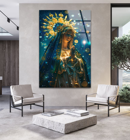 Virgin Mary Blessed Mother Tempered Glass Wall Art - MyPhotoStation