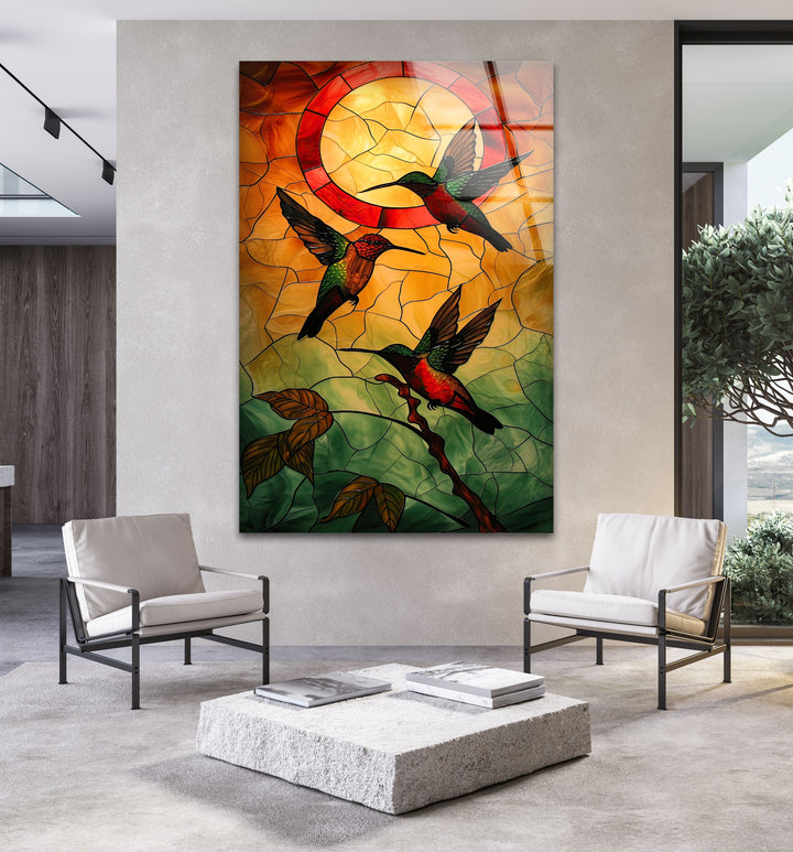 Stained Hummingbirds Wall Art Glass Printing Wall Art, Print photos on glass