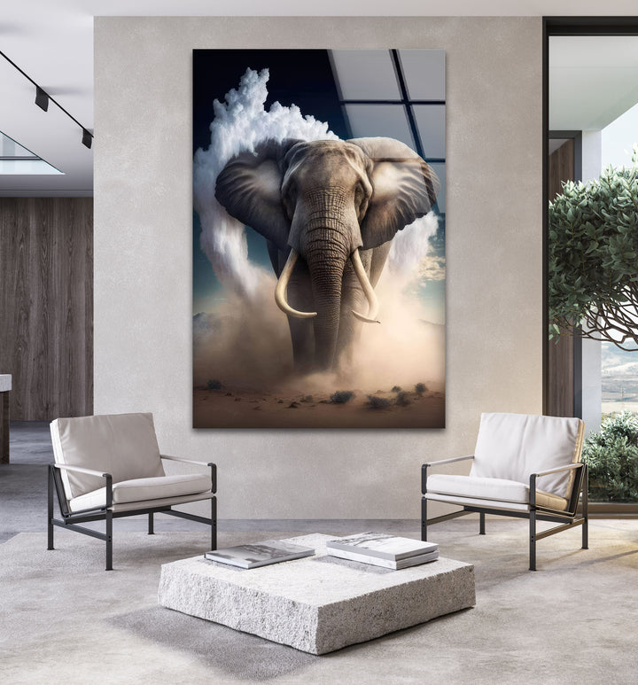 Desert Elephant Glass Wall Art glass photo prints, glass picture prints