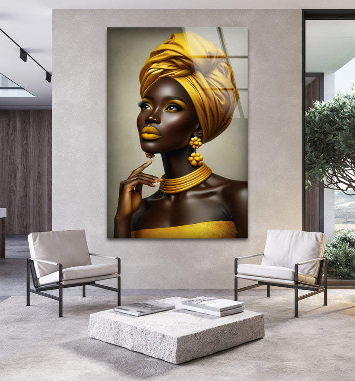 African Black Woman Tempered Glass Wall Art - MyPhotoStation