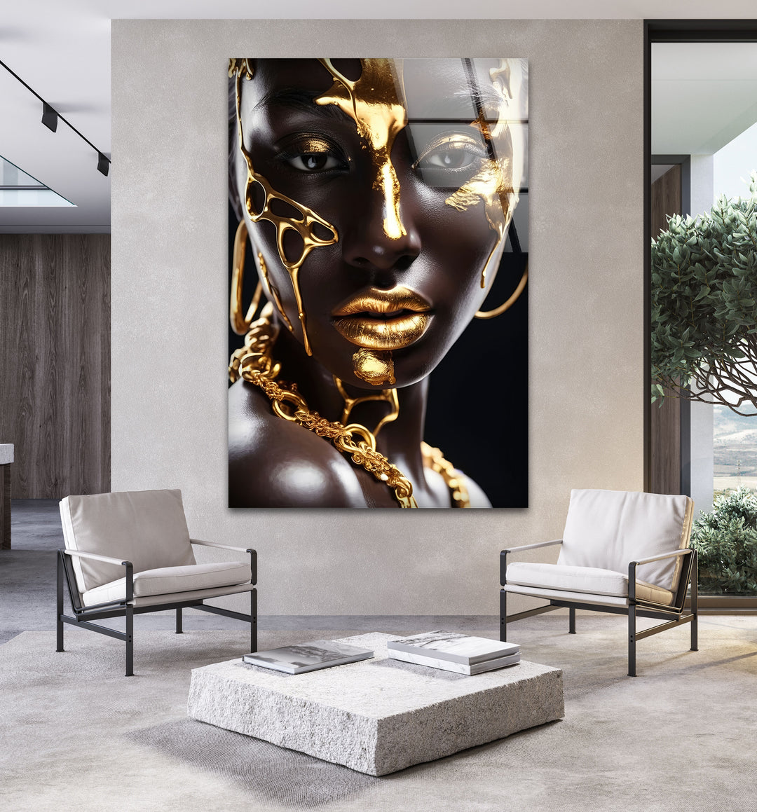 African Black Woman Tempered Glass Wall Art - MyPhotoStation