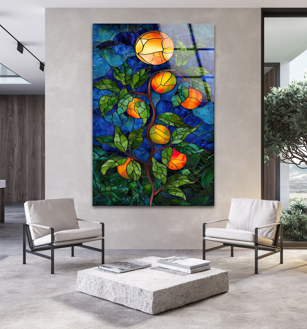 Stained Fruit Tree Glass Wall Art glass wall decor, glass wall art decor