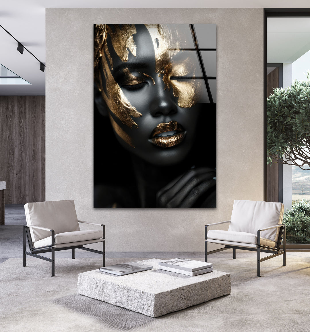 Black Woman Glass Wall Art