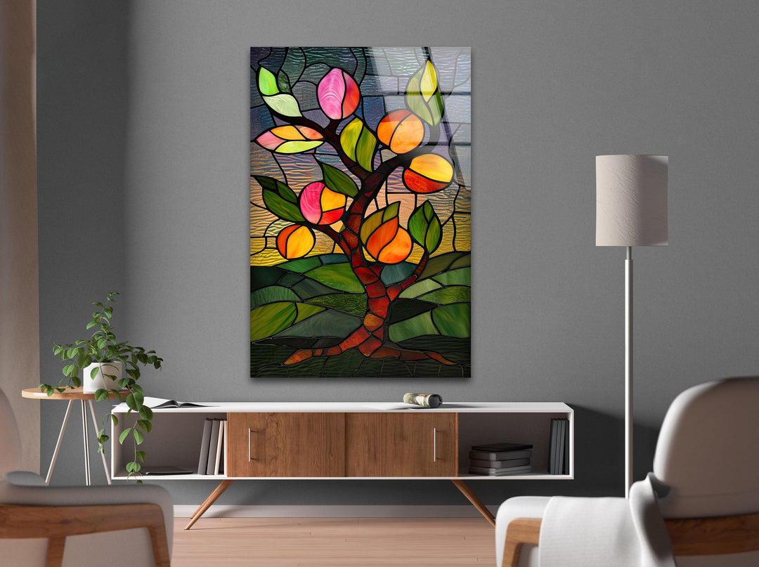 Stained Flower Art Glass Wall Art custom glass photo prints, large glass prints