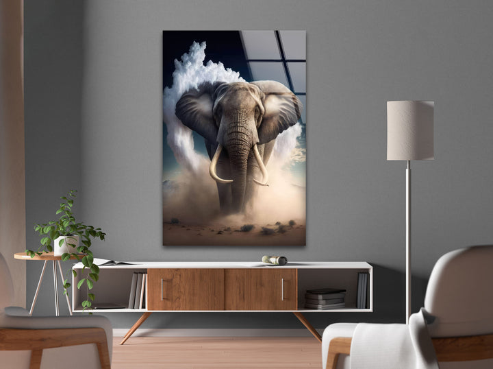 Desert Elephant Glass Wall Art custom glass pictures, glass art prints