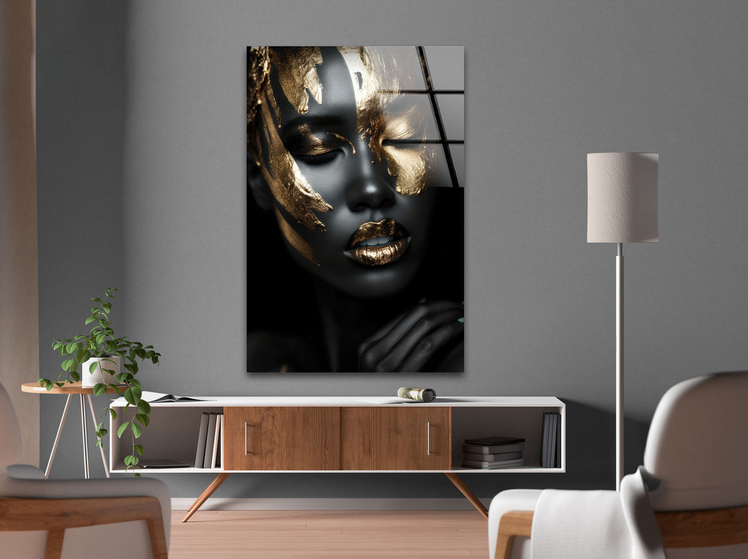 Black Woman Glass Wall Art