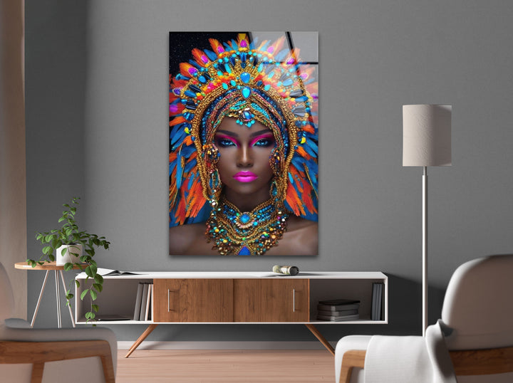 Colorful African Portrait Glass Wall Art