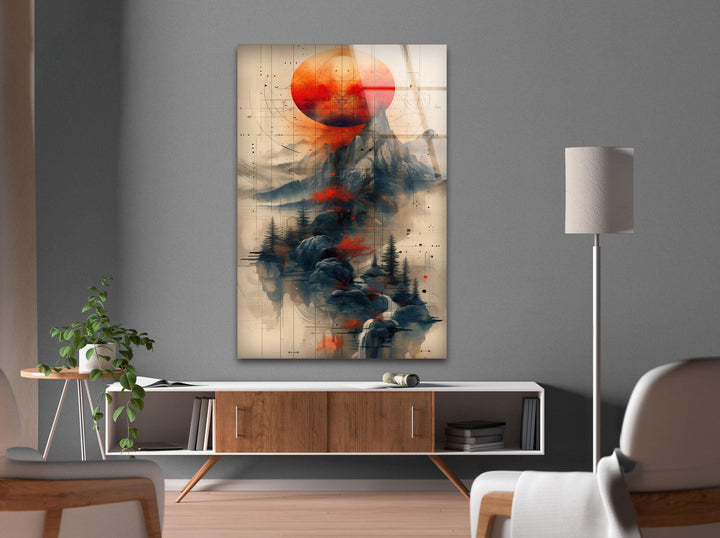 Blood Moon & Mountain Glass Wall Art large glass photo prints, glass wall photos