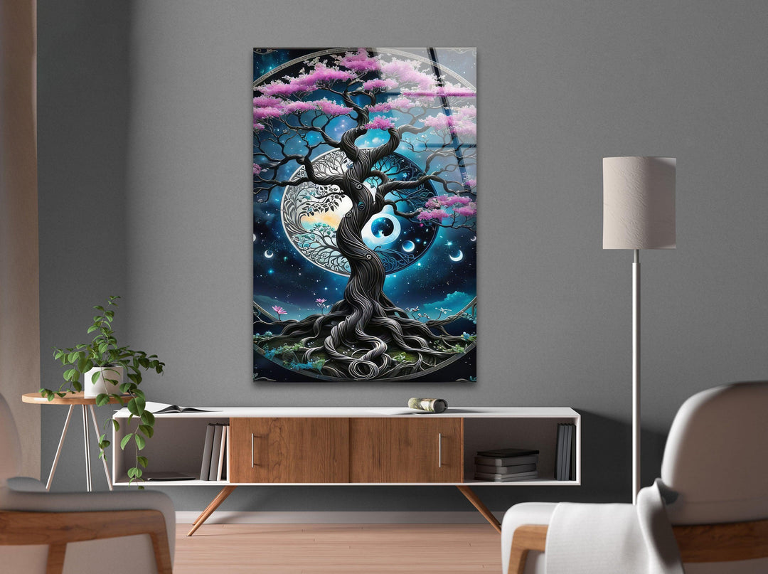 Life of Tree & Yin Yang Glass Wall Art  glass pictures for Wall, glass prints wall art