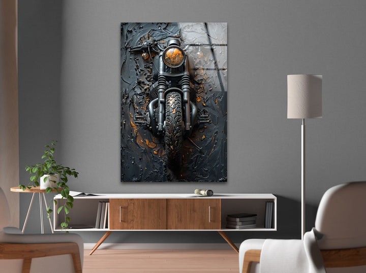 Vintage Motorcycle Glass Wall Art