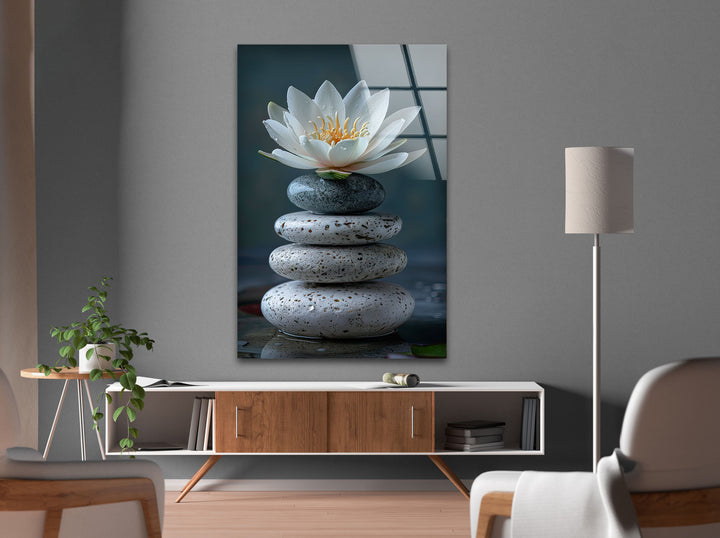 Zen Stones & Lotus Glass Wall Art, Glass Printing Wall Art, Print photos on glass