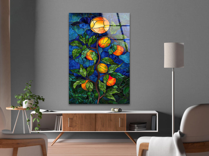 Stained Fruit Tree Glass Wall Art glass pictures for Wall, glass prints wall art