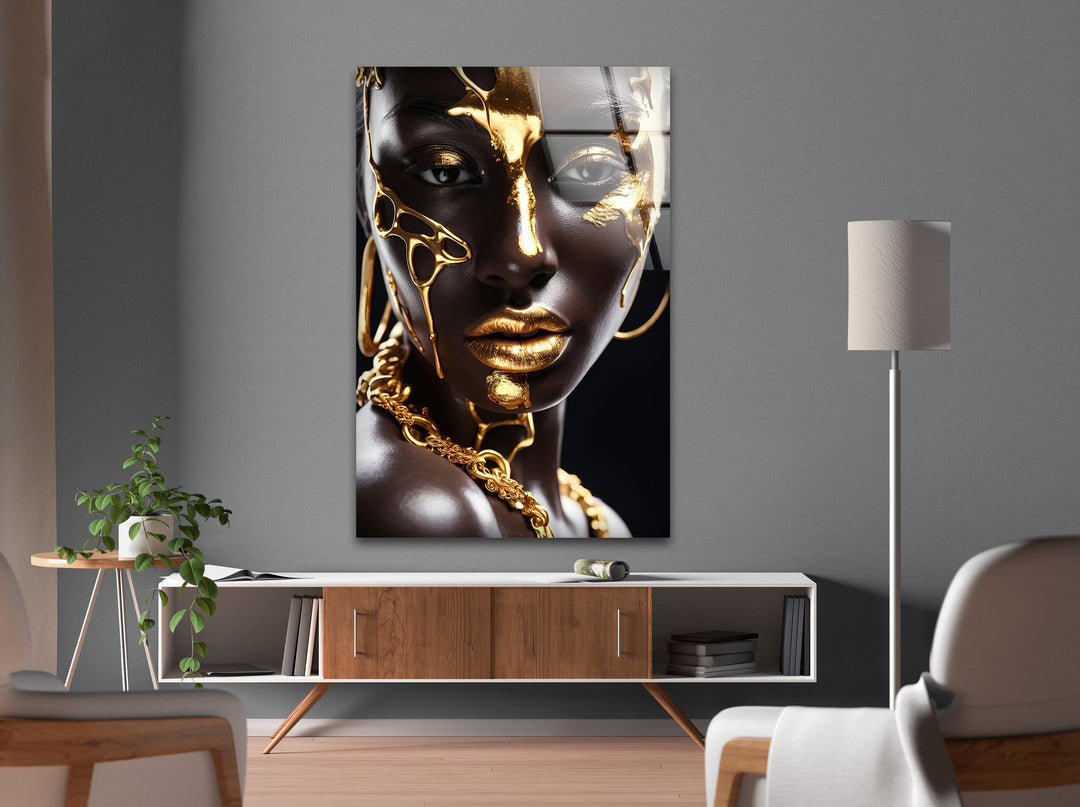 African Black Woman Tempered Glass Wall Art - MyPhotoStation