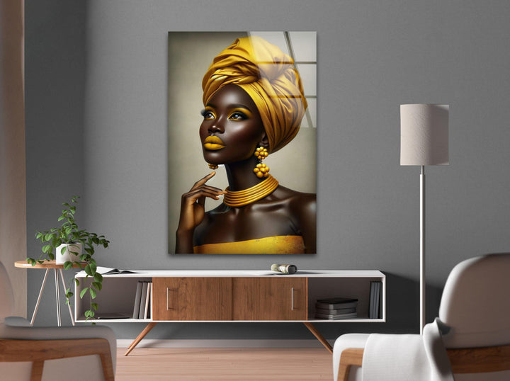 African Black Woman Tempered Glass Wall Art - MyPhotoStation