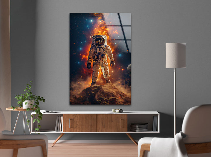 Astronaut on the Moon Glass Wall Art, glass photo prints, glass picture prints