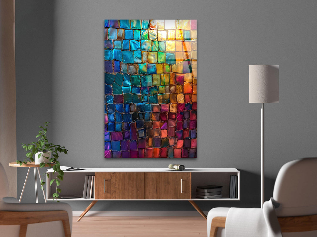 Colorful Mosaic Design Glass Wall Art print on glass, glass printed photos